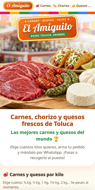 Captura en celular de la tiendita El Amiguito